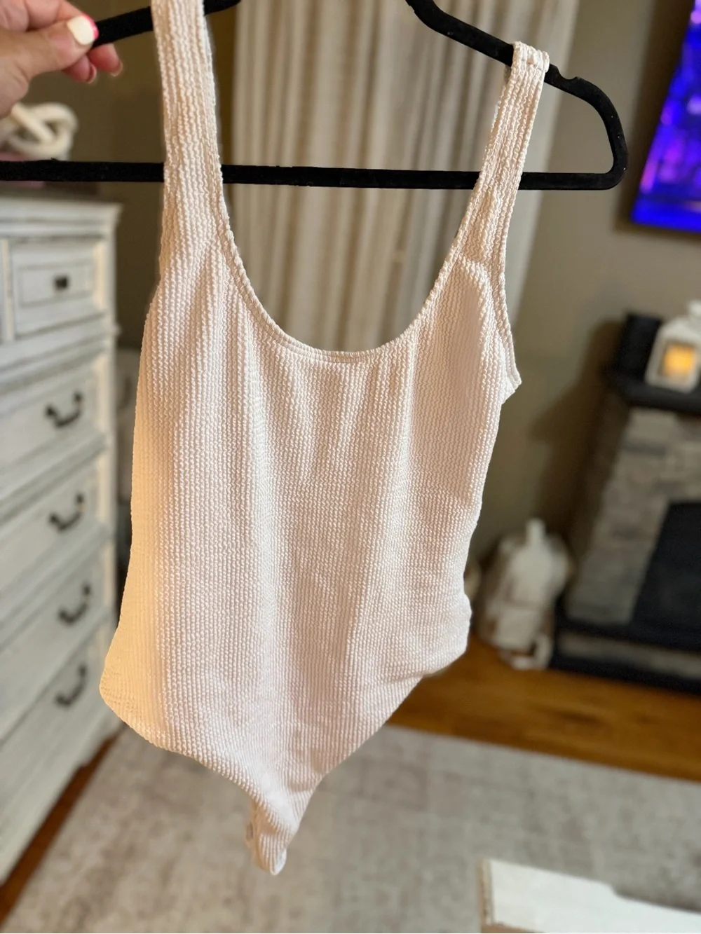 Kendall & Kylie Textured Scoop One-Piece Swimsuit - Off-White
